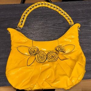 Nicole Lee Yellow Shoulder Bag with Floral Design